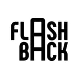 Flashback 的品牌標準字：黑色粗體，FLASH 與 BACK 上下兩行排列