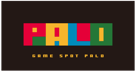 PALO brand identity graphic: red, yellow, blue, and green blocks forming PALO, with GAME SPOT PALO underneath