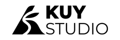 Kuy Studio 的品牌識別圖：黑色山形圖示加 KUY STUDIO 字樣