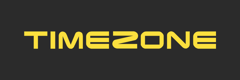 Timezone 的品牌識別圖：深色底上的黃色 TIMEZONE 字樣