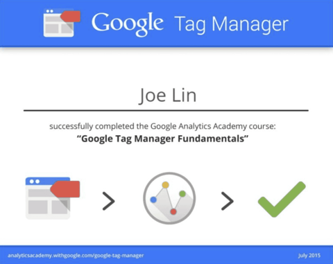 Google Tag Manager 基礎認證（2015 年 7 月）