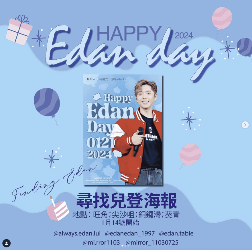 Birthday fan-support example captured in May 2024