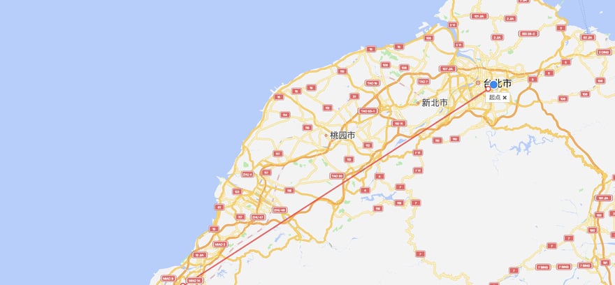 台北到苗栗的距離