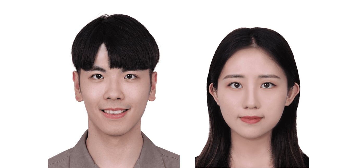 PLab. 韓式證件照成品：一男一女兩張白底大頭照並排